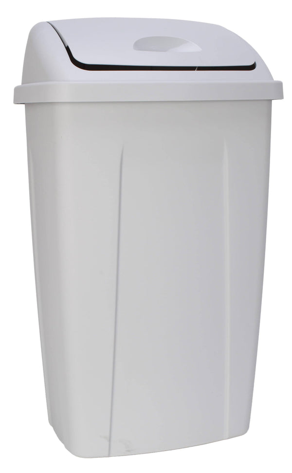 Mainstays 13 Gallon Trash Can, Plastic Swing Top Kitchen Trash Can, Gray