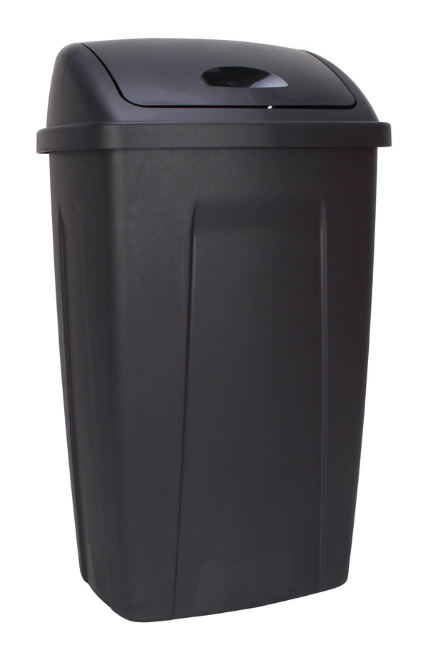 Mainstays 13 Gallon Trash Can, Plastic Swing Top Kitchen Garbage Trash Can, Black