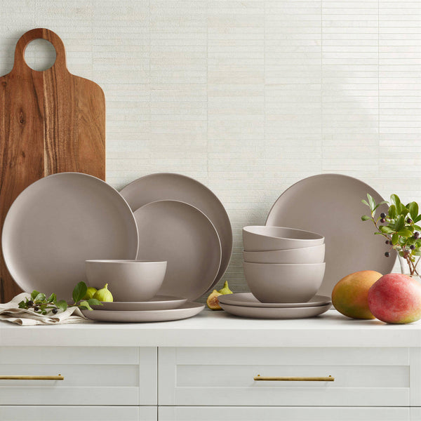 Member's Mark 12-Piece Artisan Crafted Dinnerware Set (Taupe)